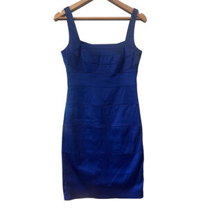 Signature by Sangria Cocktail Sateen Sheath Dress Size 8 Blue
